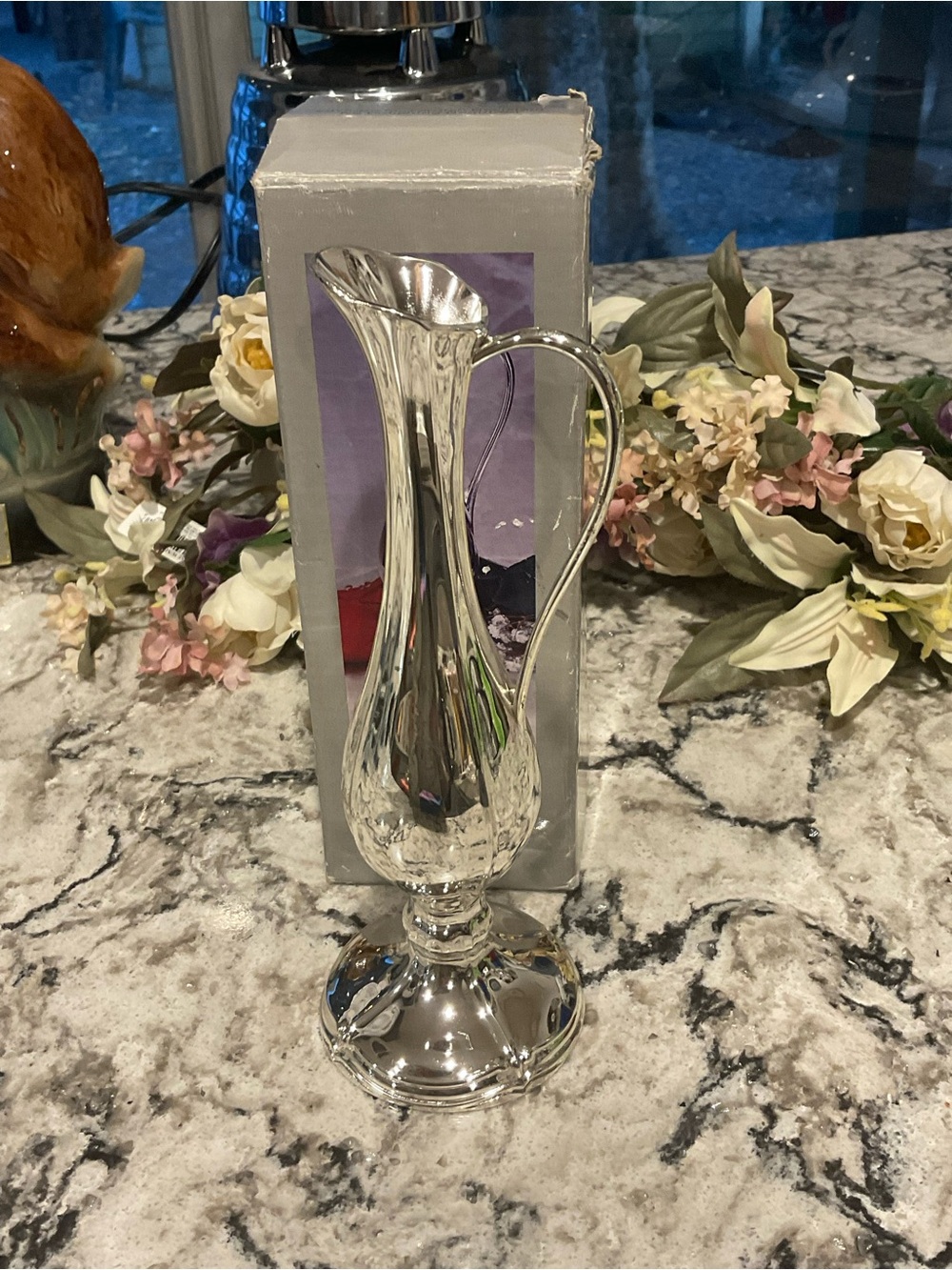 Oneida Silver Tone Tall Ewer Vase